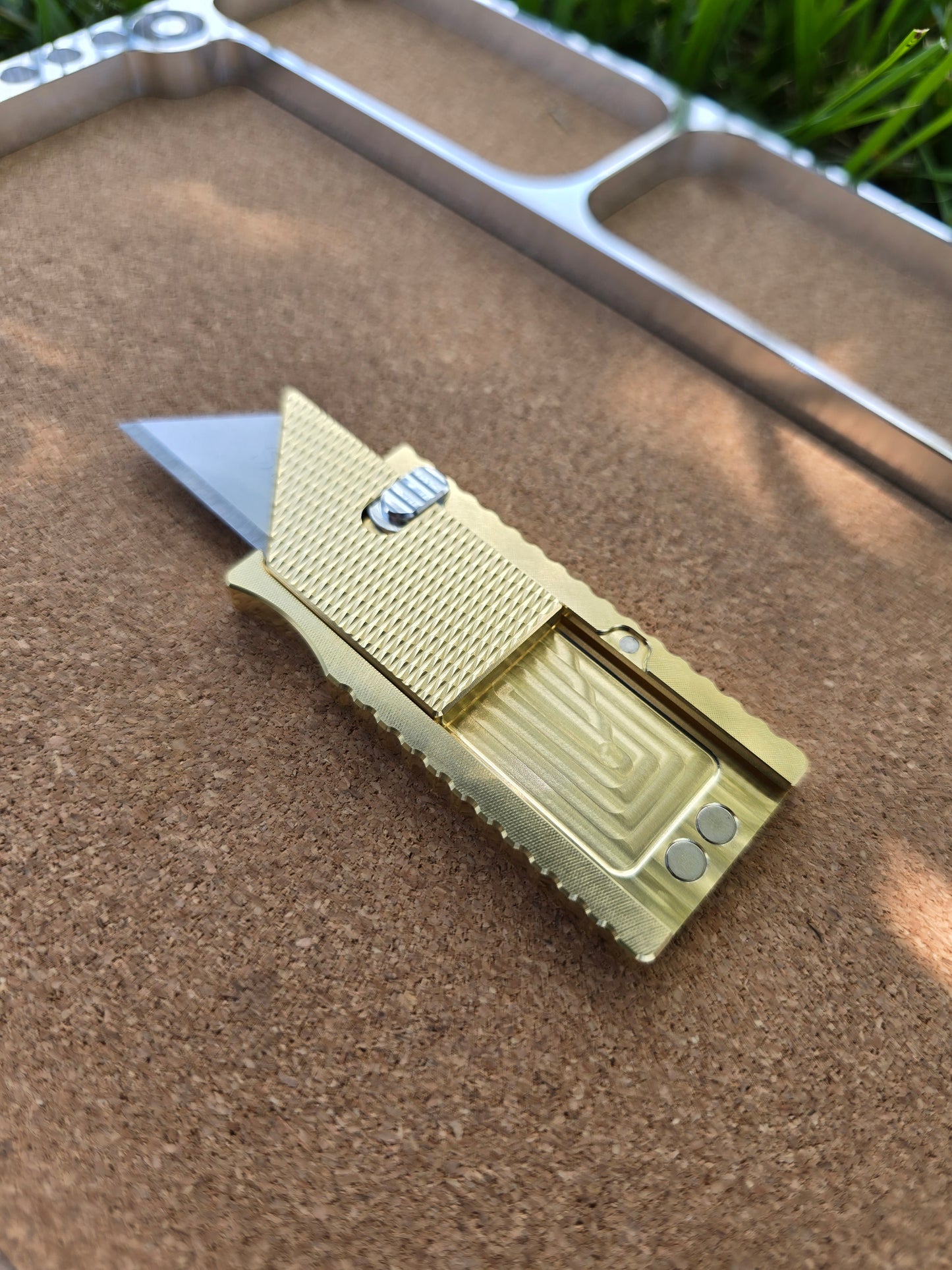 Light Duty Utility Cutter - Machined Brass Body - Magnetic Detents - Secondary Carry EDC Utility