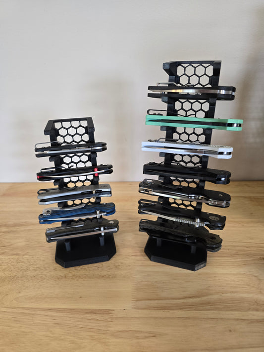 EDC Knife Display Tower - HoneyComb Frame Design - 5 to 10 slot Capacity